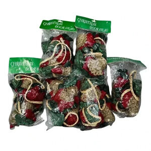 NWT Vintage Lot of 6 Gibson Greeting Christmas Rope Santa Christmas Tree Garland